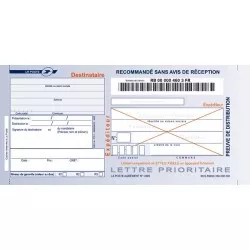 Liasses recommandées format guichet sans  accusé de réception
