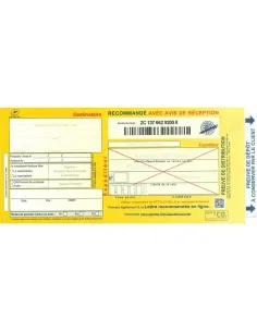 Imprimés Recommandée La Poste AVEC AR Nationaux Liasse Guichet SGR2 x100