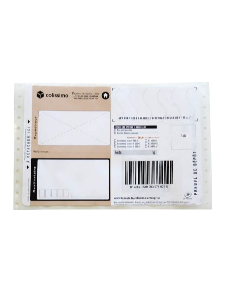 Imprimés Colissimo La Poste Liasse AVEC SIGNATURE x25