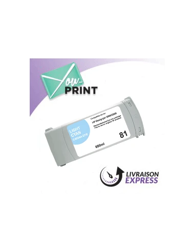 Cartouche jet d'encre cyan HP C4934A / 81 compatible