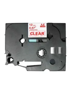 Brother TZe132 K7 titreuse Original texte Rouge sur fond Transparent largeur 12mm x 8 Mètres