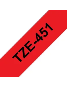Brother TZe451 K7 titreuse Original texte Noir sur fond Rouge largeur 24mm x 8 Mètres