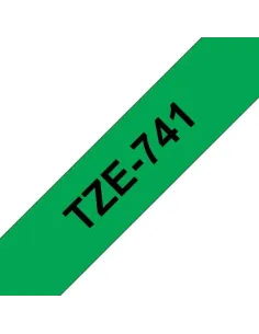Brother TZe741 K7 titreuse Original texte Noir sur fond Vert largeur 18mm x 8 Mètres