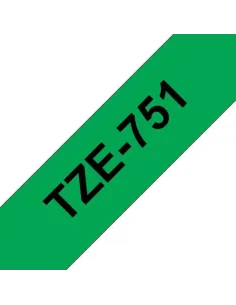 Brother TZe751 K7 titreuse Original texte Noir sur fond Vert largeur 24mm x 8 Mètres