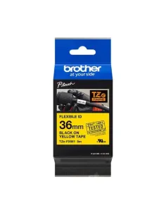 Brother TZeFX661 K7 titreuse Original texte Noir sur fond Jaune largeur 36mm x 8 Mètres