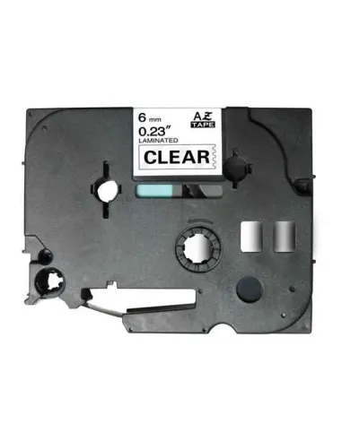 Brother TZe111 K7 titreuse Compatible texte Noir sur fond Transparent largeur 6mm x 8 Mètres