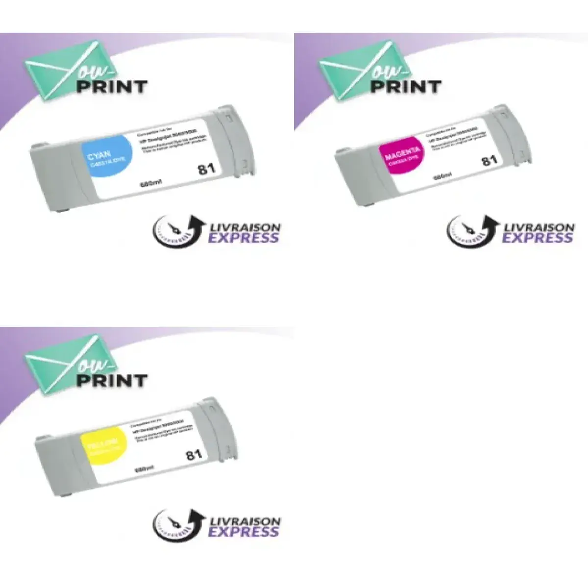 Pack de cartouches 3 couleurs (cyan, magenta, jaune) HP YPC4 1