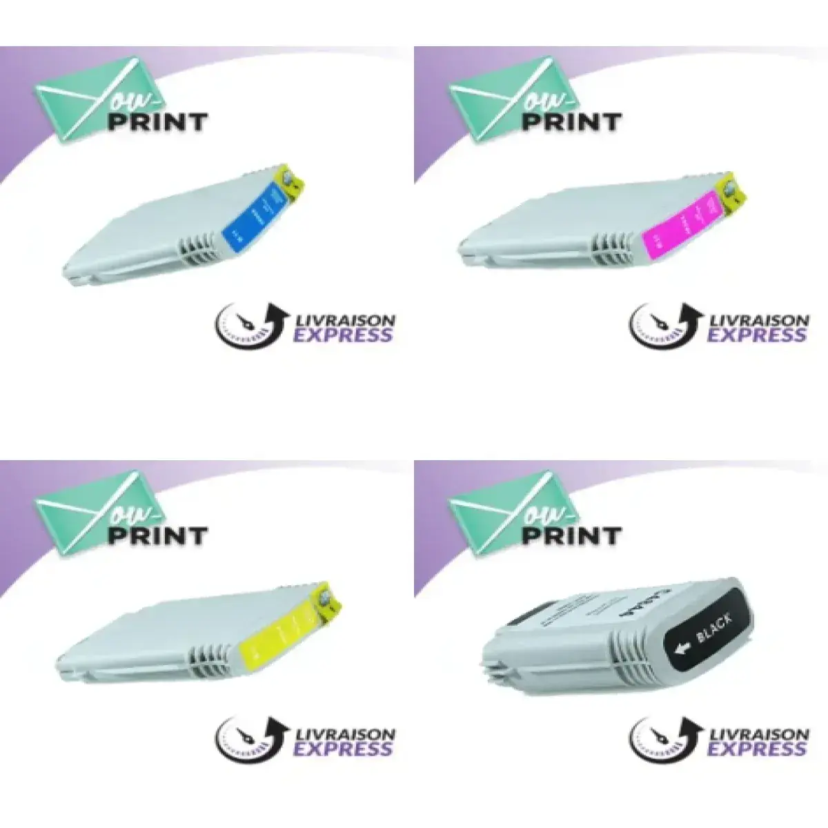 Pack de cartouches 4 couleurs (cyan, magenta, noir, jaune) HP YPC9 1