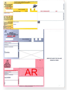 Imprimés Recommandée La Poste AVEC AR Nationaux A4 sans code-barre (3459)  x1000