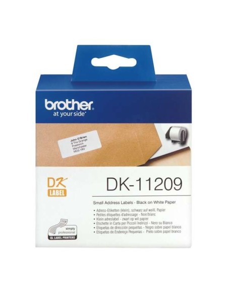 Brother DK11209 Etiquettes Marque Originale prédédoupées spéciales 29x62 mm 800 unités texte Noir sur fond Blanc